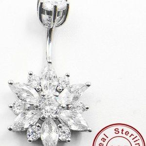 Belly Button Sterling Silver Flower Ships USA